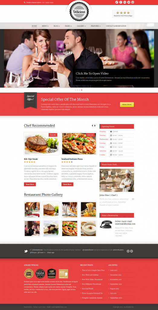Delicieux: Restaurant WordPress Theme