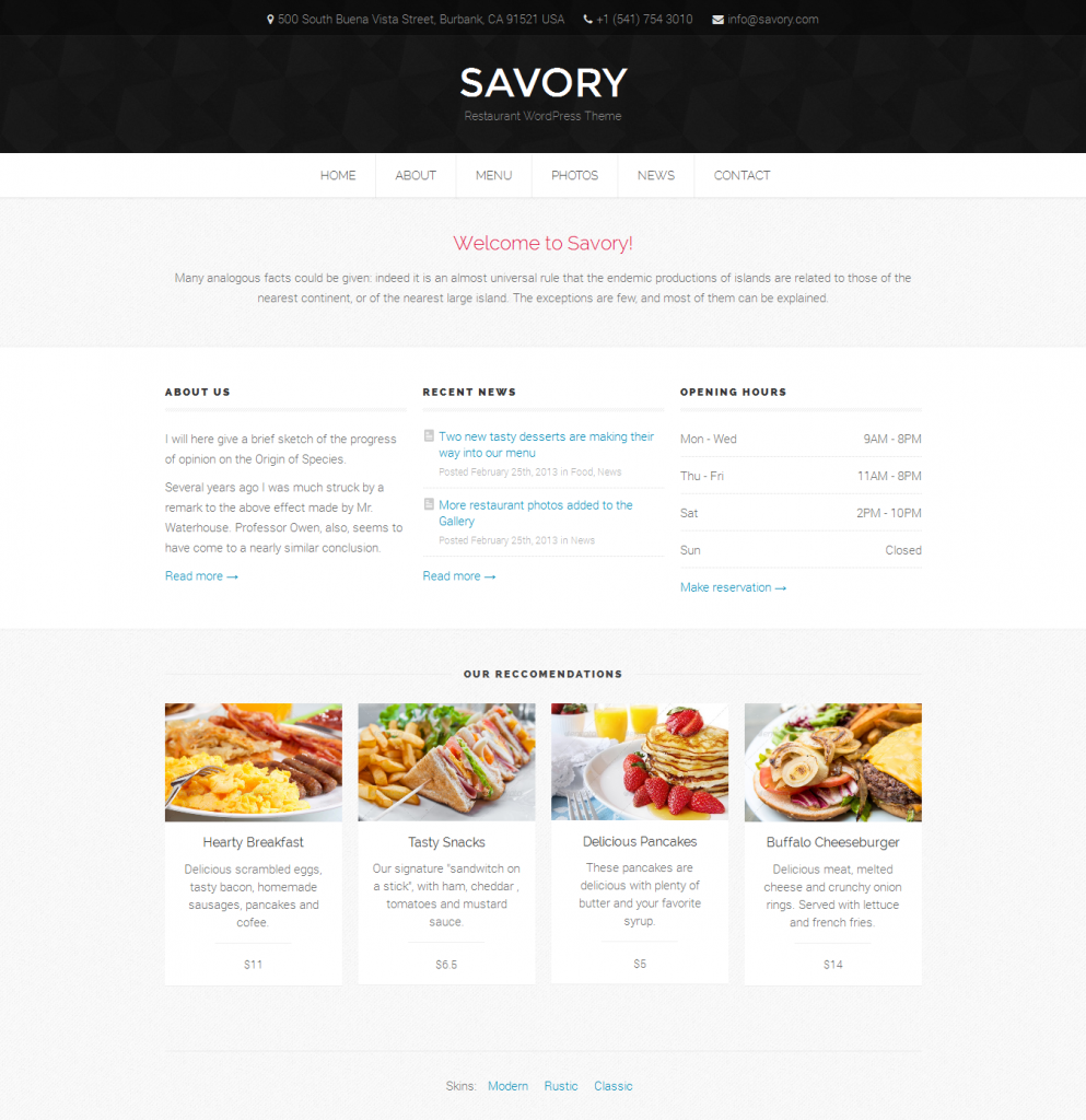 Savory: Responsive Restaurant WordPress Theme