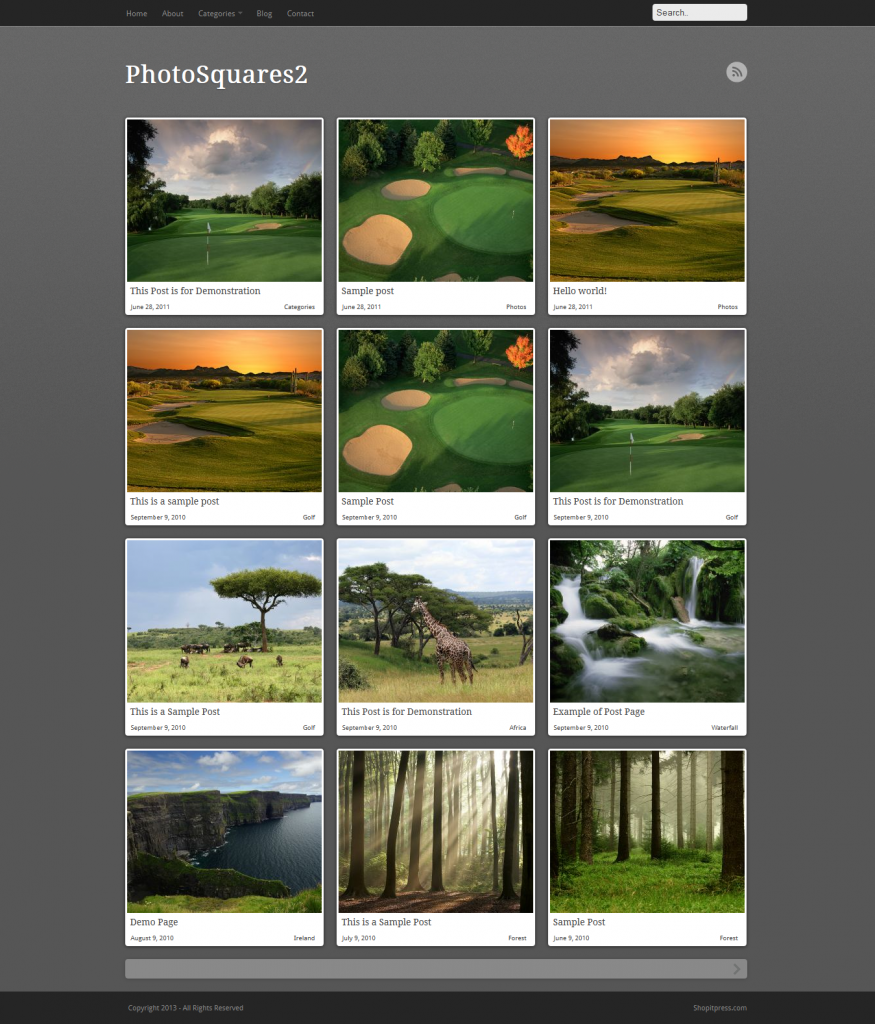 PhotoSquares2: Customizable Photo Gallery WordPress Theme
